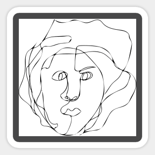 Blind contour drawing portrait Sticker